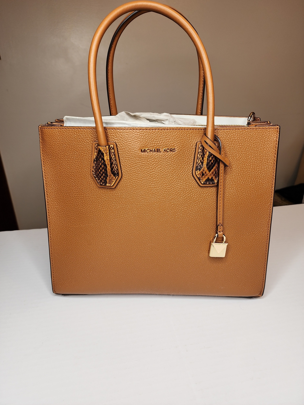 Michael Kors Tan Leather Structured Satchel